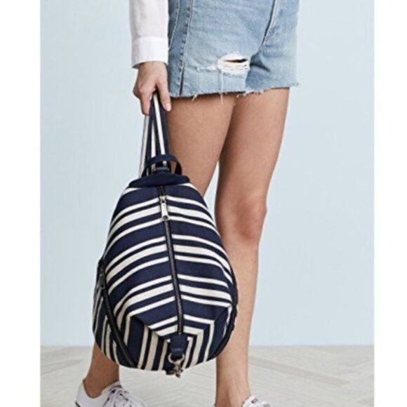 REBECCA MINKOFF Julian Backpack Blue Stripe 